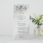 romantische witte bloemen grilly bruiloft menu (Staand voorkant)