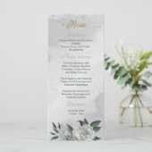 romantische witte bloemen grilly bruiloft menu (Staand voorkant)