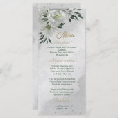 romantische witte bloemen grilly bruiloft menu (Voorkant / Achterkant)