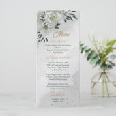 romantische witte bloemen grilly bruiloft menu (Staand voorkant)