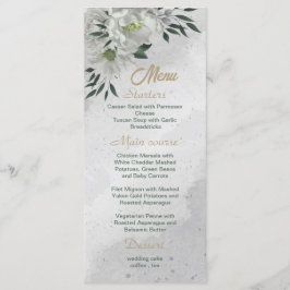 romantische witte bloemen grilly bruiloft menu