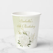 romantische witte bloemen groen papier bekers (Voorkant)