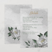 romantische witte bloemen groen trouwen informatiekaartje (Voorkant / Achterkant)