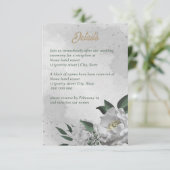 romantische witte bloemen groen trouwen informatiekaartje (Staand voorkant)