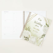 romantische witte bloemen groen trouwen planner (Display)
