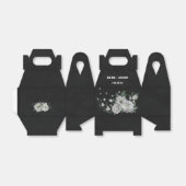 Romantische witte bloemen groen zwart bruiloft bedankdoosjes (Uitgevouwen)