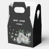 Romantische witte bloemen groen zwart bruiloft bedankdoosjes (Geopend)