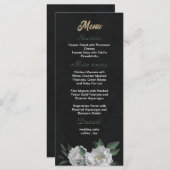 Romantische witte bloemen groen zwart bruiloft menu (Voorkant / Achterkant)