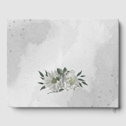 Romantische witte bloemen & groene bladeren bruilo gastenboek (Achterkant)