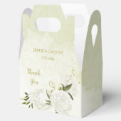 romantische witte bloemen groene bladeren bruiloft bedankdoosjes (Geopend)
