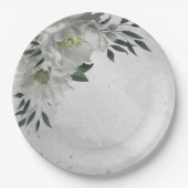 Romantische witte bloemen & groene bladeren papieren bordje (Voorkant)