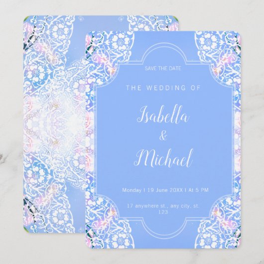 Romantische witte bloemen kant kaart (Voorkant / Achterkant)