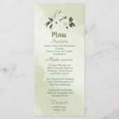 romantische witte bloemen met groene bladeren menu (Voorkant)