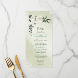 romantische witte bloemen met groene bladeren menu