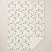 Romantische witte bloemen sherpa deken (Voorkant)