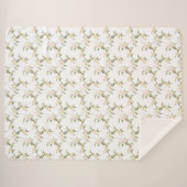 Romantische witte bloemen sherpa deken (Voorkant (horizontaal))