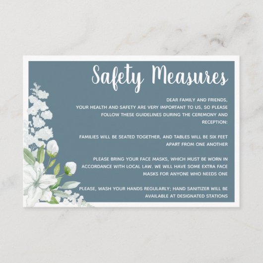 Romantische witte bloemen: veilig voor bruiloft informatiekaartje (Voorkant)