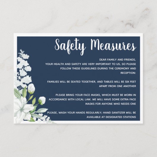 Romantische witte bloemen: veilig voor bruiloft informatiekaartje (Voorkant)