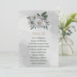 romantische witte bloemen zitplaats kaart