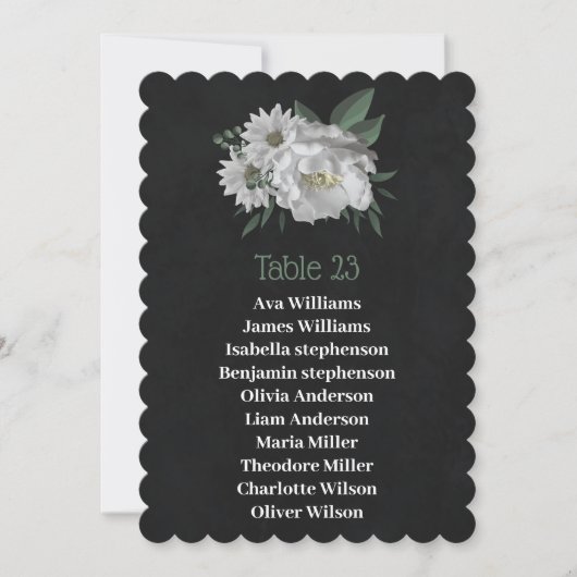 Romantische witte bloemen zwarte zitkaart kaart (Voorkant)