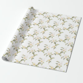 Romantische witte bloemenbruiloft cadeaupapier