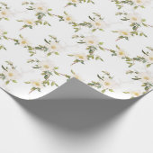 Romantische witte bloemenbruiloft cadeaupapier (Hoek)