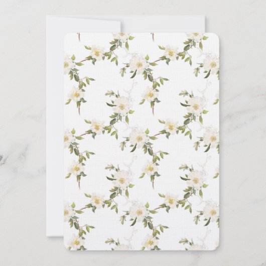 Romantische witte bloemenbruiloft kaart (Achterkant)