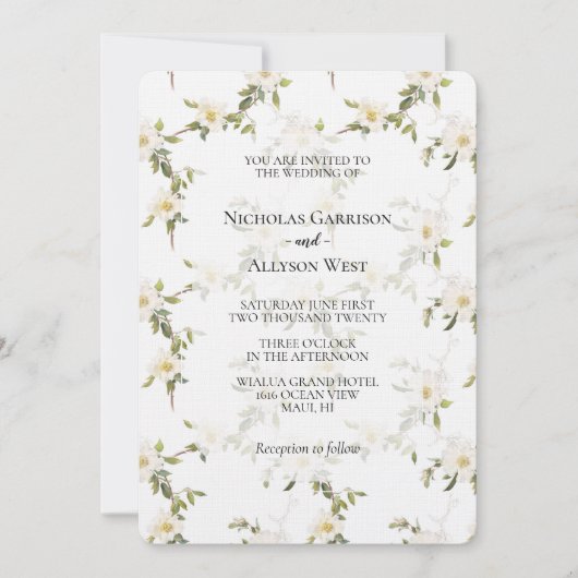 Romantische witte bloemenbruiloft kaart (Voorkant)