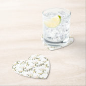 Romantische witte bloemenbruiloft kartonnen onderzetters (Insitu)