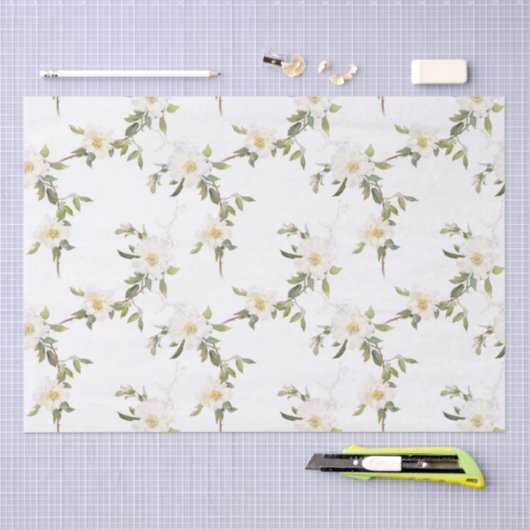 Romantische witte bloemenbruiloft tissuepapier (Craft)