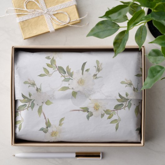 Romantische witte bloemenbruiloft tissuepapier (Geschenk)
