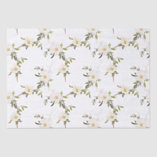 Romantische witte bloemenbruiloft tissuepapier (Voorkant)