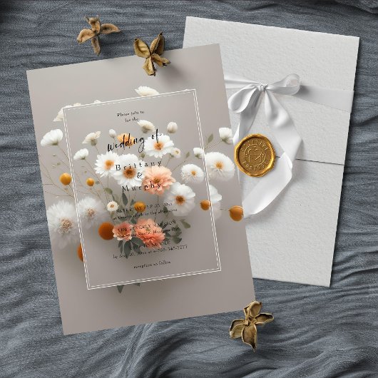 Romantische witte bloesems | Elegante chique bruil Kaart