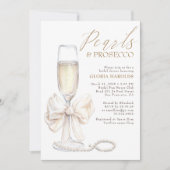 Romantische witte boeg parels & Prosecco Vrijgezel Kaart (Voorkant)