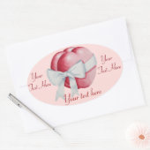 romantische witte boog gebonden rond rood hart ovale sticker (Envelop)