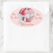 romantische witte boog gebonden rond rood hart ovale sticker (Tas)