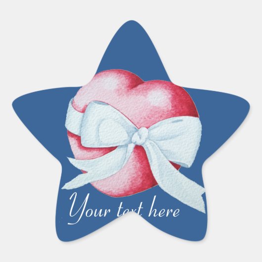 romantische witte boog gebonden rond rood hart ster sticker (Voorkant)
