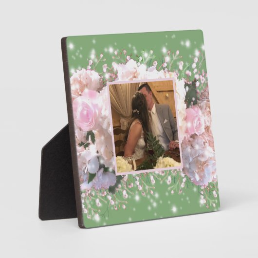 Romantische witte brandkranen, roze rozen fotoplaat (Voorkant)