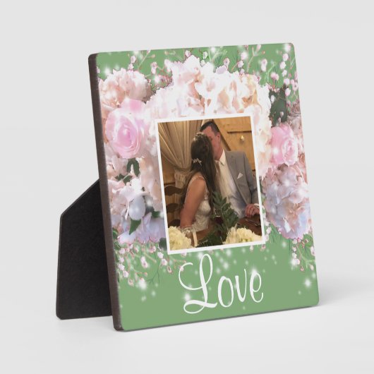 Romantische witte brandkranen, roze rozen fotoplaat (Voorkant)