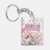 Romantische witte brandkranen roze rozen moeder sleutelhanger (Voorkant Links)