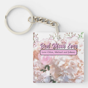 Romantische witte brandkranen roze rozen moeder sleutelhanger
