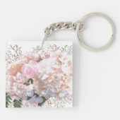 Romantische witte brandkranen roze rozen moeder sleutelhanger (Achterkant)