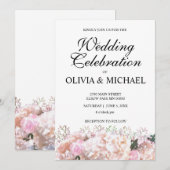 Romantische witte brandkranen roze rozen Weddensch Kaart (Voorkant / Achterkant)