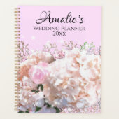 Romantische witte brandkranen roze rozen Weddensch Planner (Voorkant)