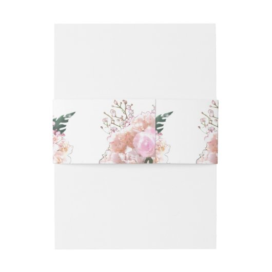 Romantische witte brandkranen roze rozen Weddensch Uitnodigingen Wikkel (Achterkant Voorbeeld)