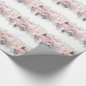 Romantische witte brandkranen, roze witte bloemen cadeaupapier (Hoek)