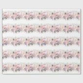 Romantische witte brandkranen, roze witte bloemen cadeaupapier (Vlak)