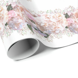 Romantische witte brandkranen, roze witte bloemen cadeaupapier