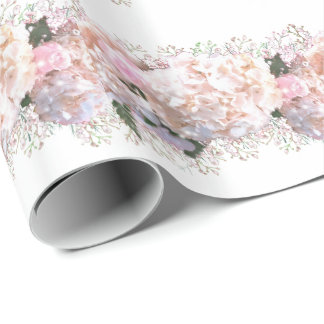 Romantische witte brandkranen, roze witte bloemen cadeaupapier