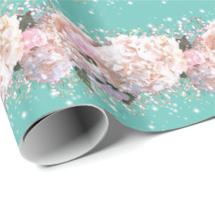 Romantische witte brandkranen, roze witte bloemen cadeaupapier